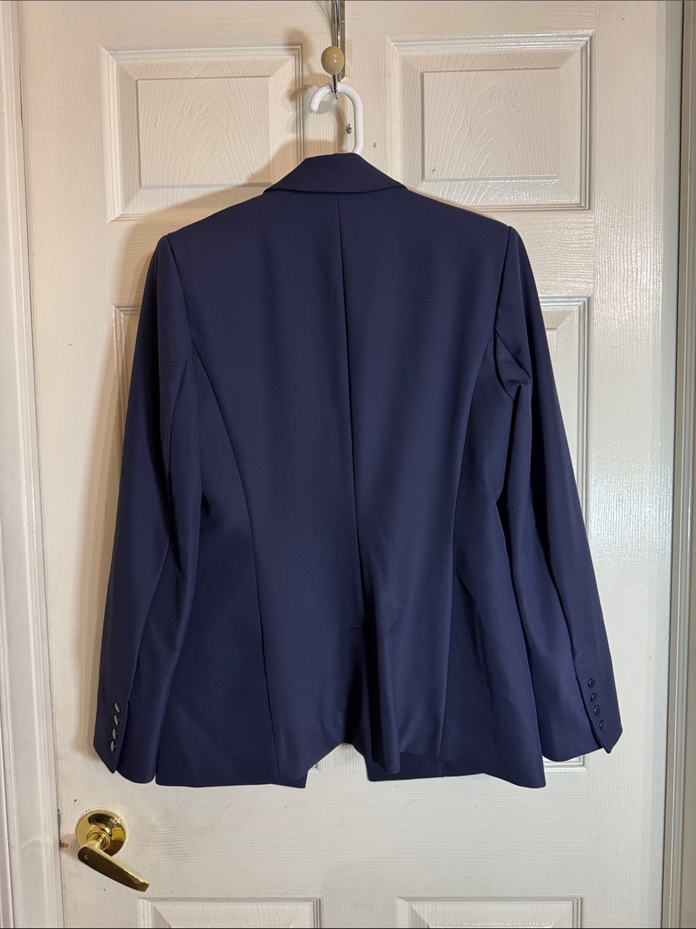 Quince Scuba Single Breasted Convertible Blazer Navy Career Business Casual Sz M - Picture 3 of 9